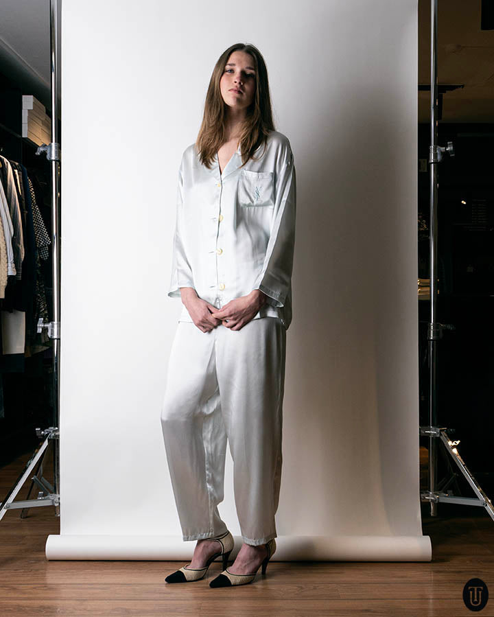 1990s Yves Saint Laurent Silk Satin Pyjama Set L