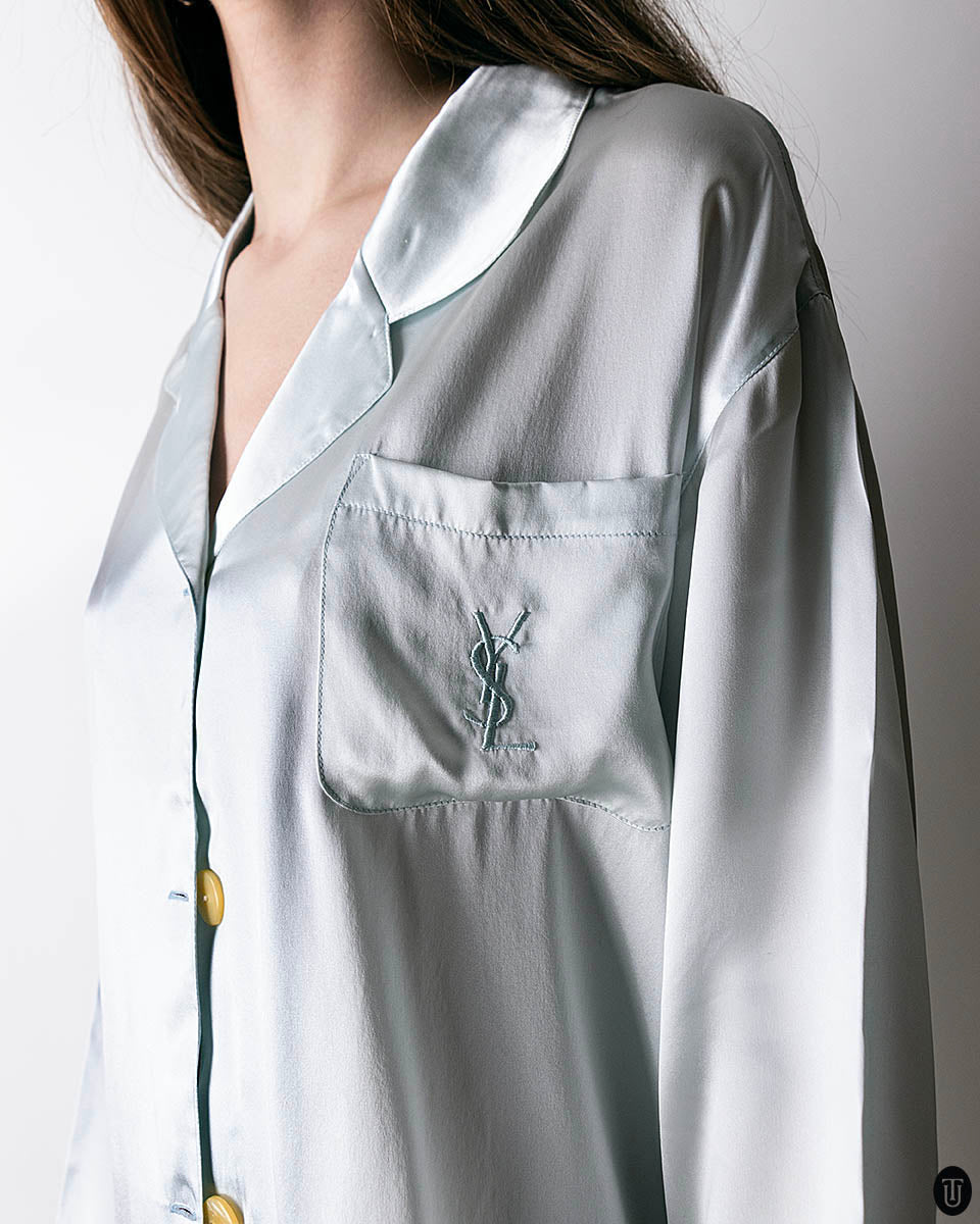 1990s Yves Saint Laurent Silk Satin Pyjama Set L