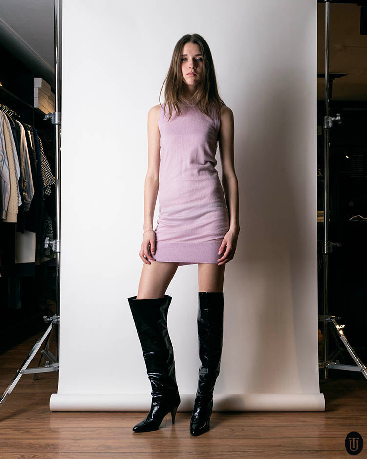 2000s Fendi Knit Dress With Mesh Overlay XS