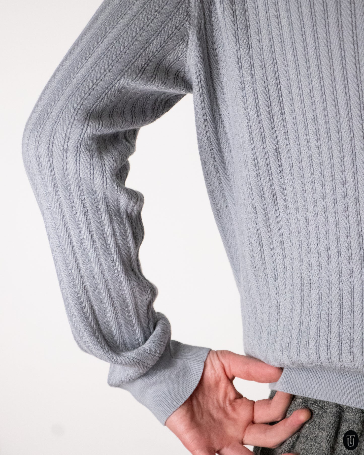 00's Brioni Ribbed Knit Cotton Polo Sweater M