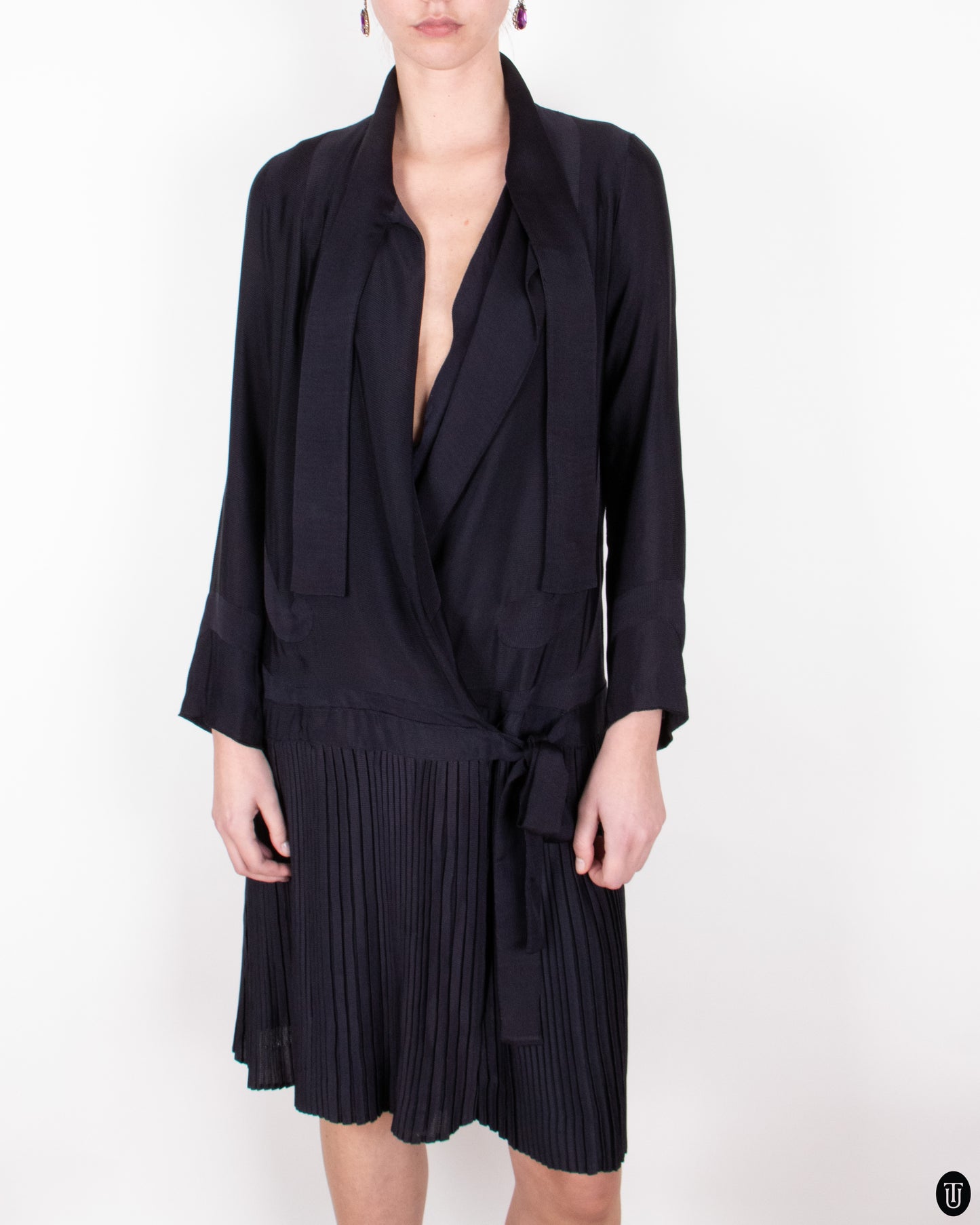 20's Pleated Drop Waist Dress S