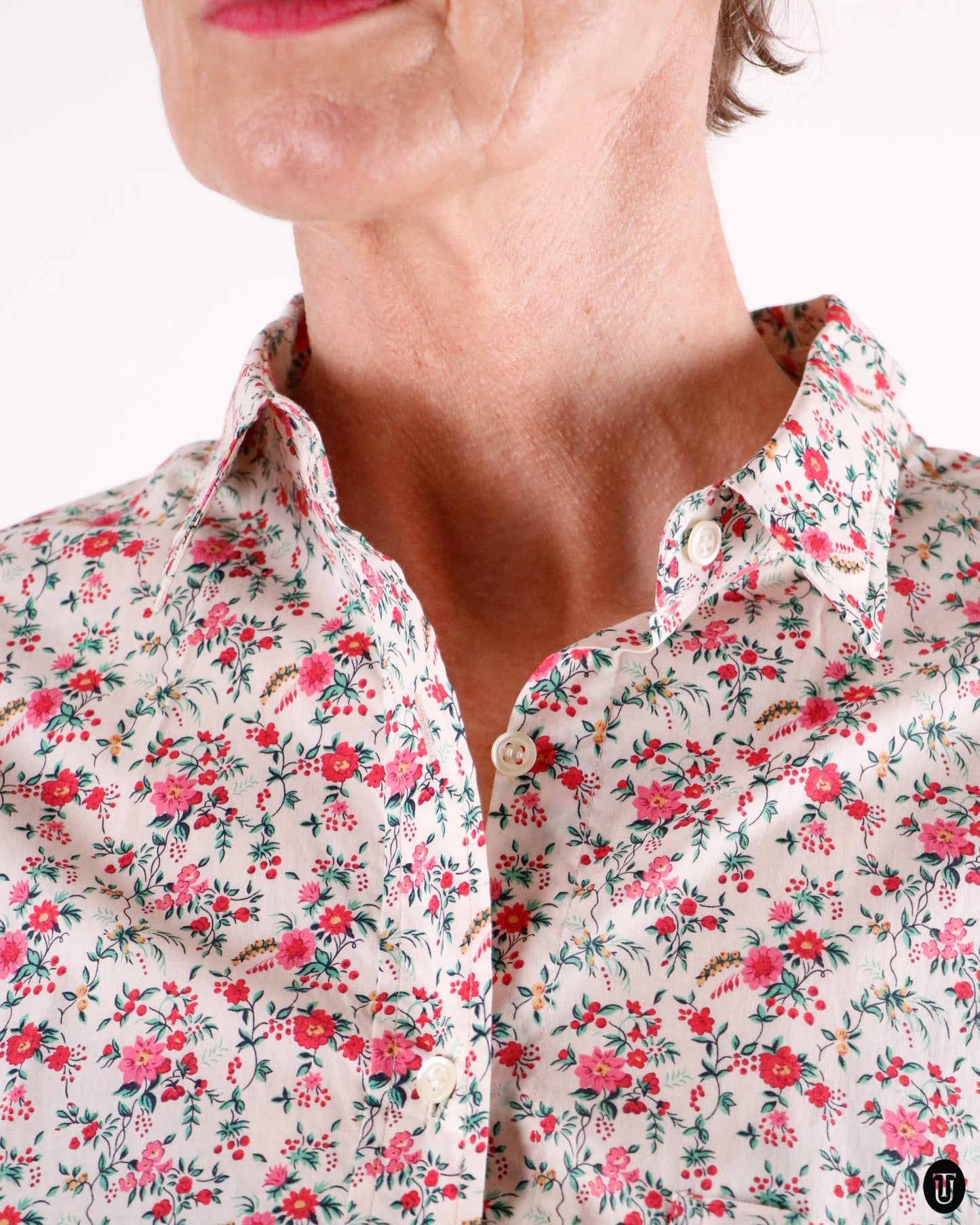 80's Cacharel Floral Liberty Cotton Shirt M