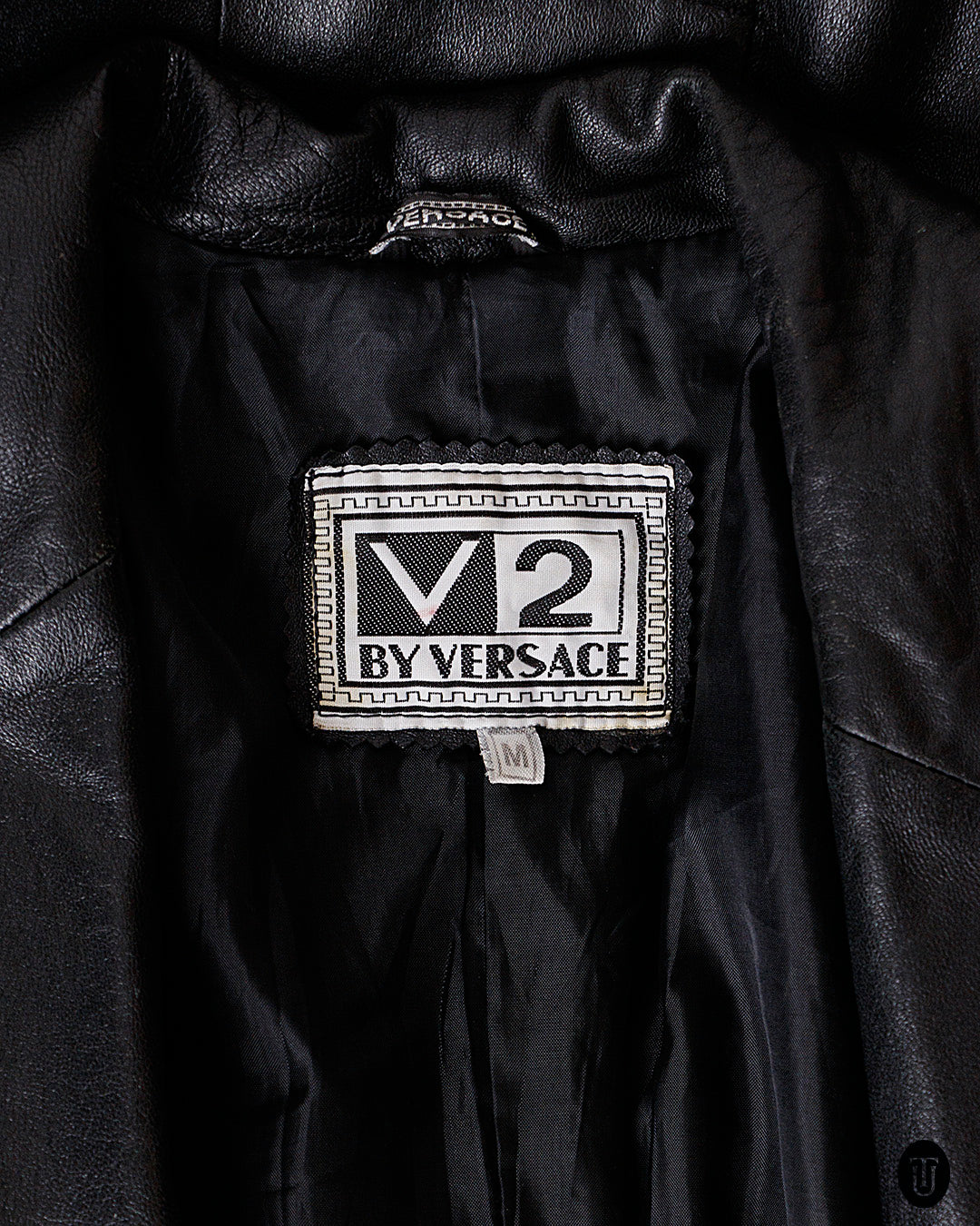 1990s V2 by Versace Leather Jacket S