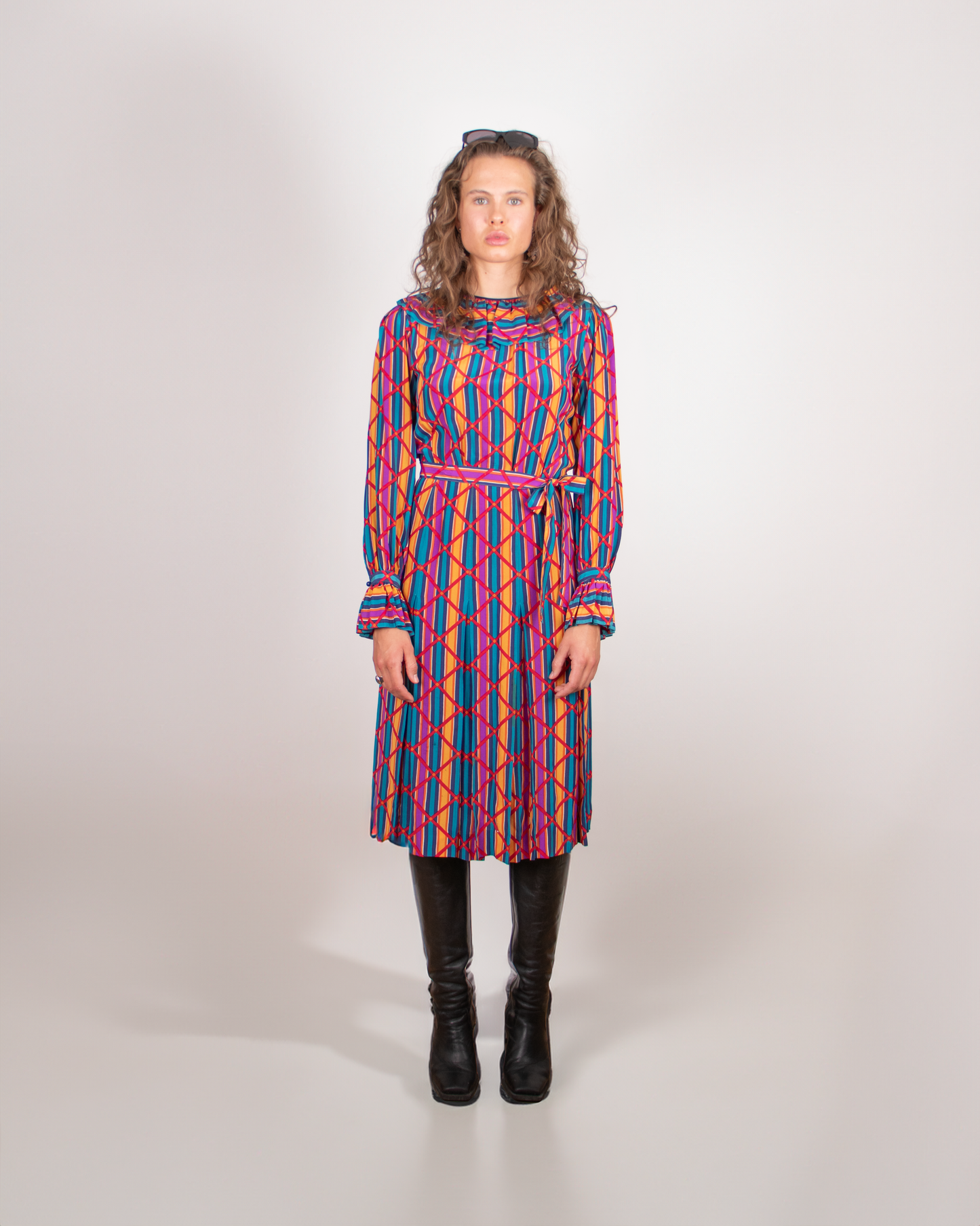 Yves Saint Laurent 1970s Striped Silk Dress S