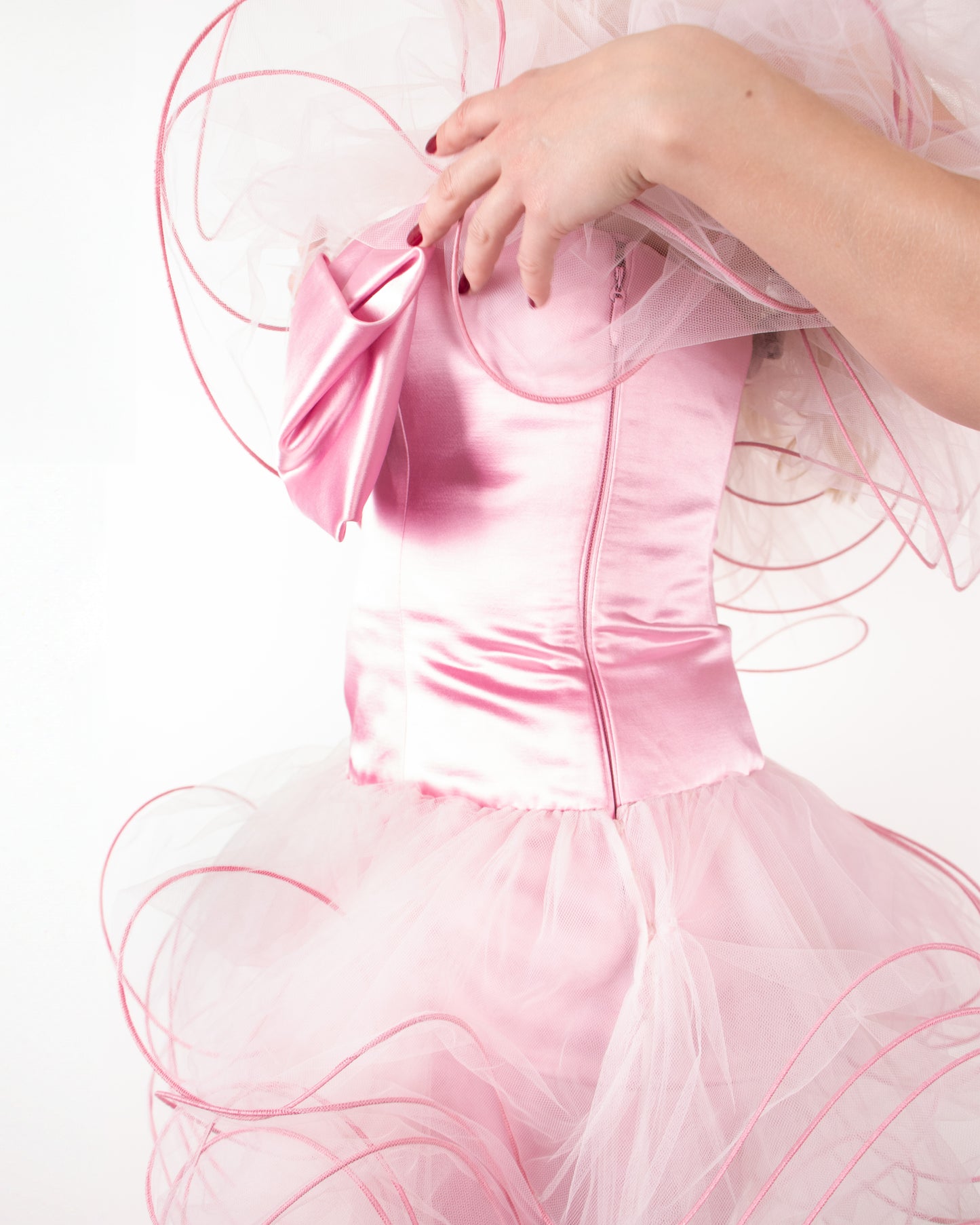 S/S 2015 Moschino Runway Pink Party Dress with Tulle and Bow S