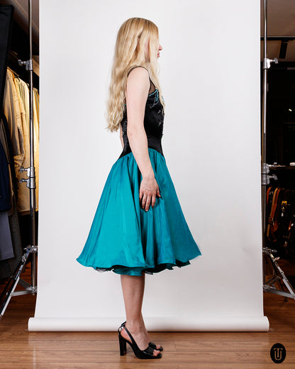 1980s Embellished Silk Dress S