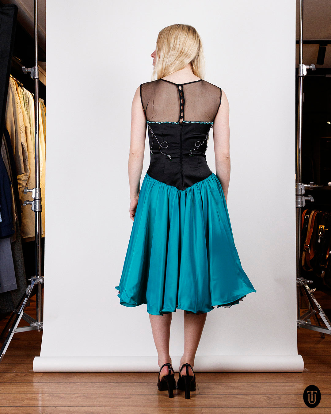 1980s Embellished Silk Dress S