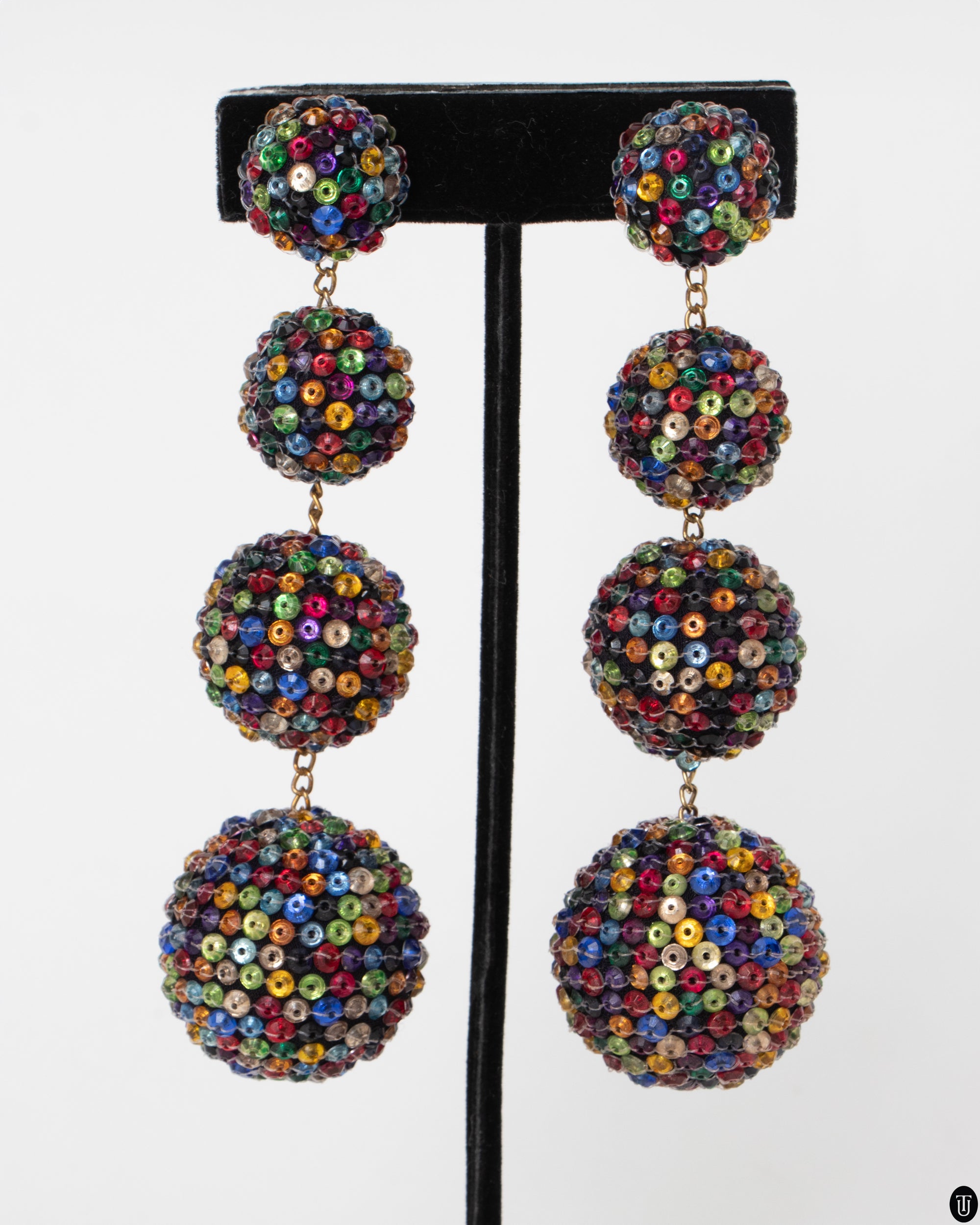 80's Glass Bead Clip Earrings