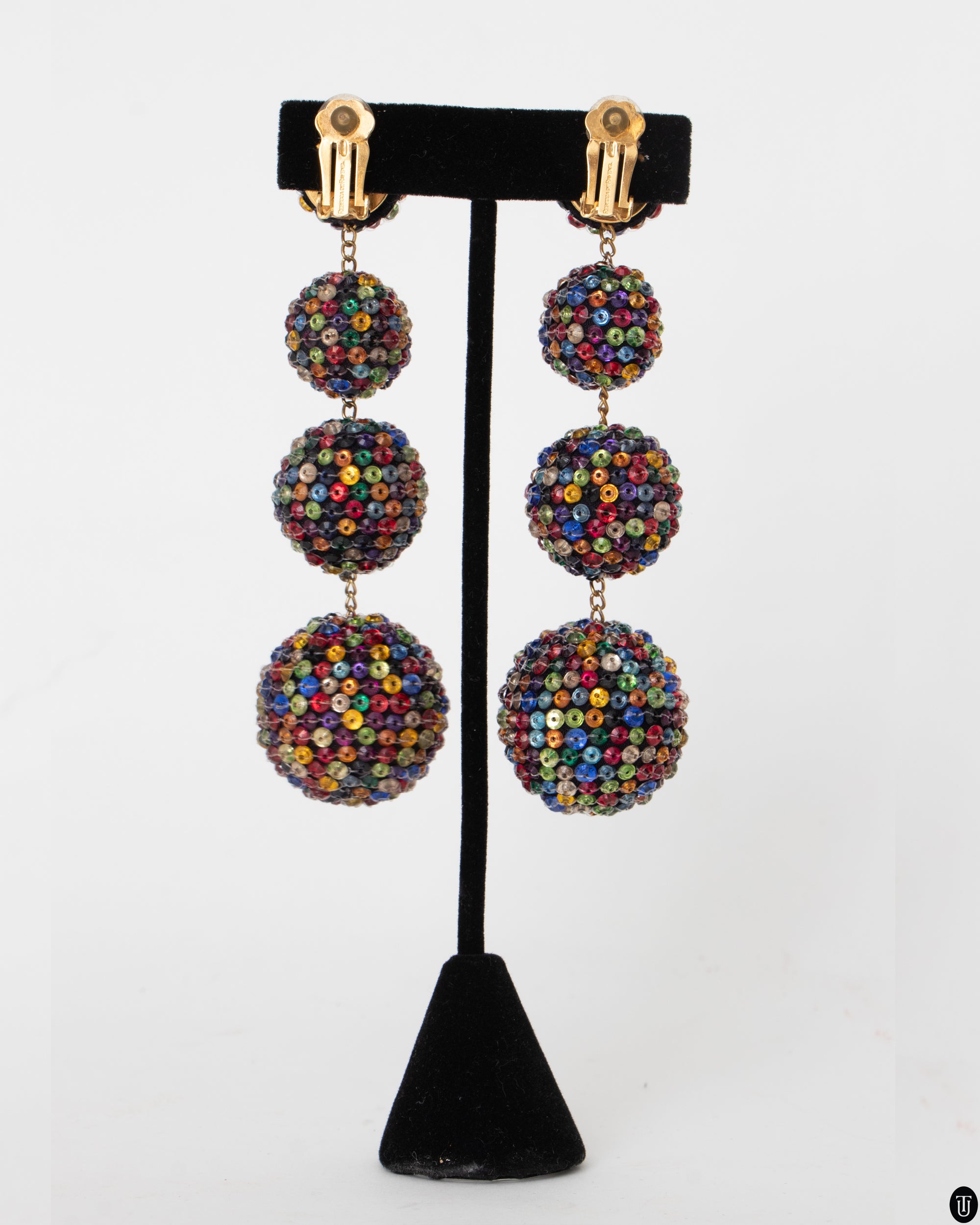 80's Glass Bead Clip Earrings