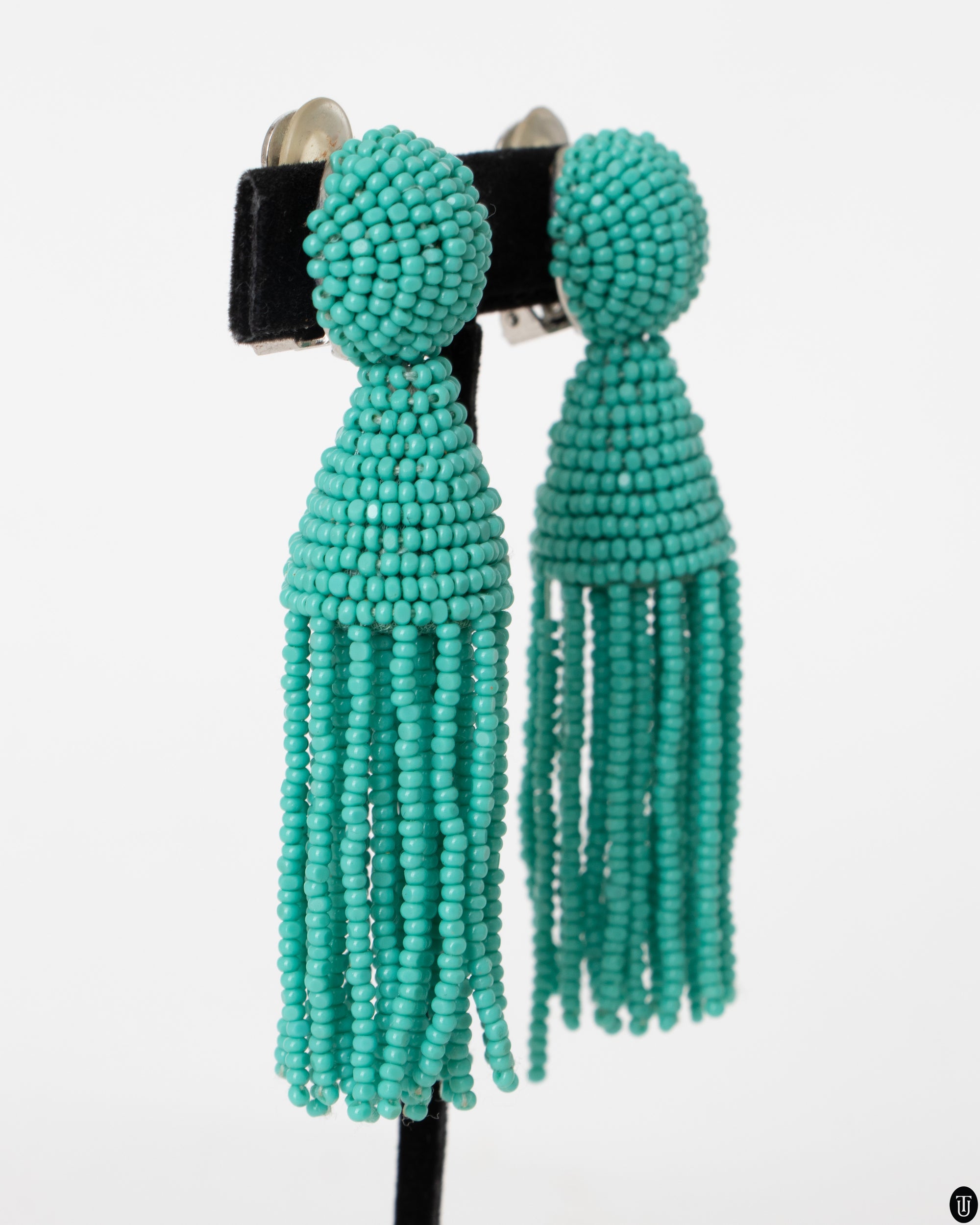 00's Oscar De La Renta Turquoise Bead Earrings