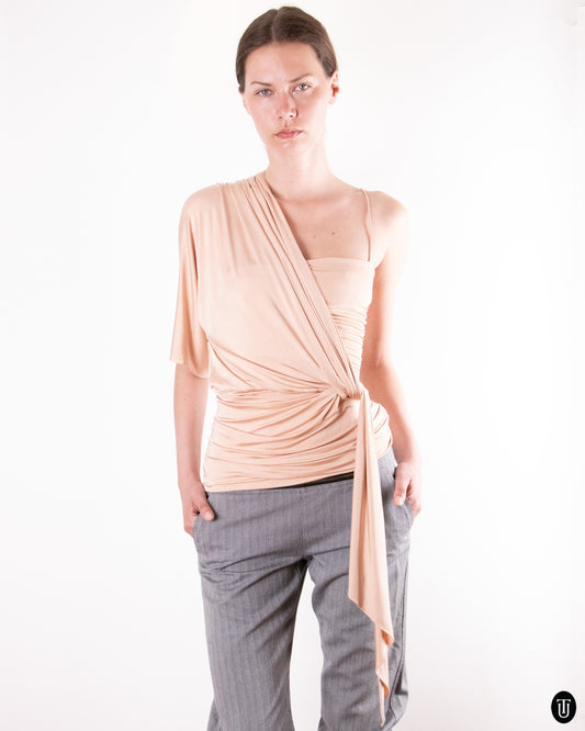 00's Emmanuel Ungaro Draped One Shoulder Top XS