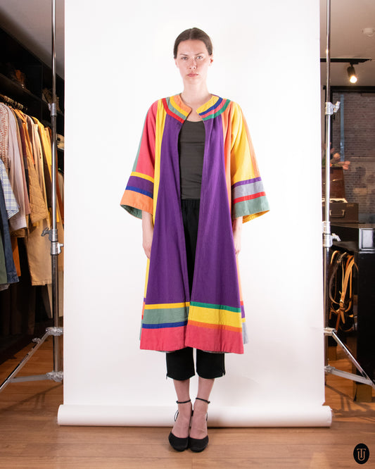 70's Rainbow Woven Cotton Cape S