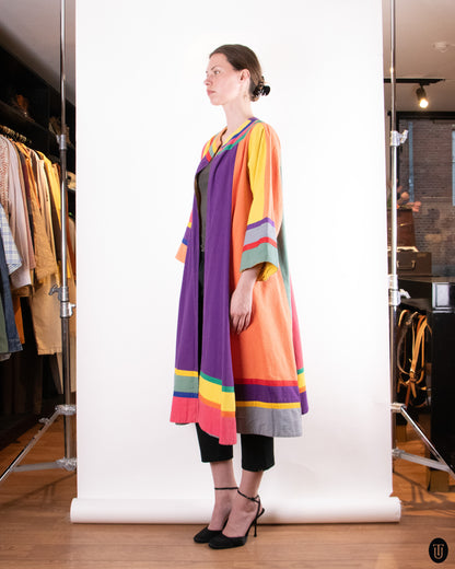 70's Rainbow Woven Cotton Cape S