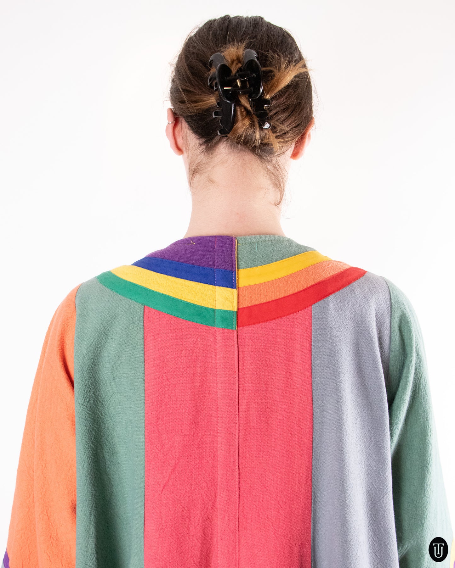 70's Rainbow Woven Cotton Cape S