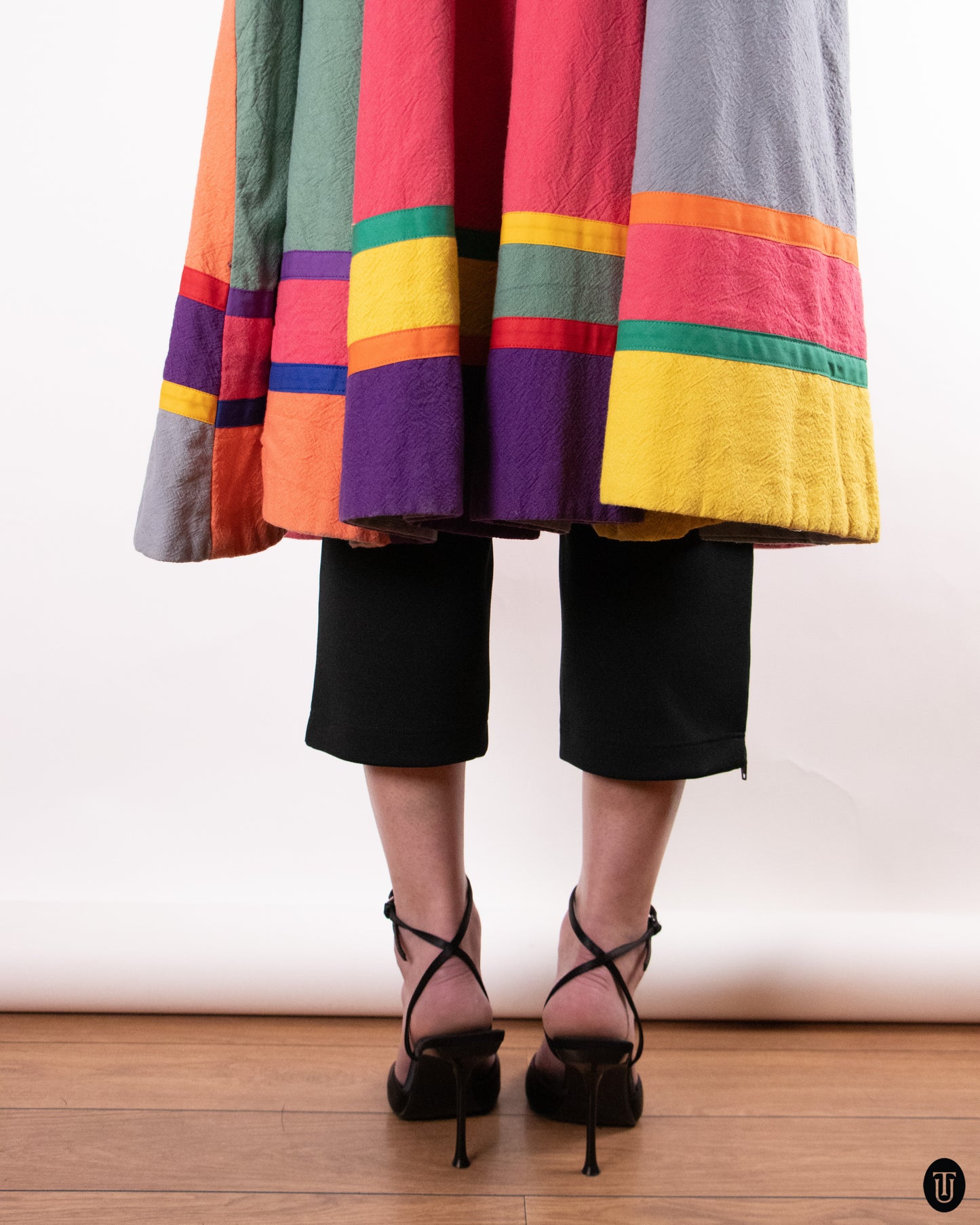 70's Rainbow Woven Cotton Cape S