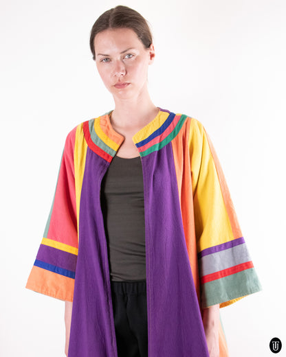 70's Rainbow Woven Cotton Cape S