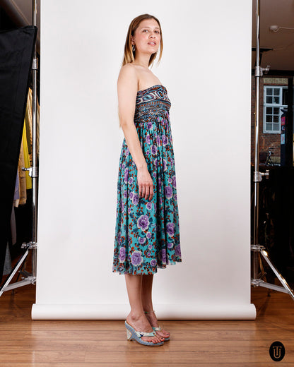 2000s Jean Paul Gaultier Floral Strapless Mesh Dress M