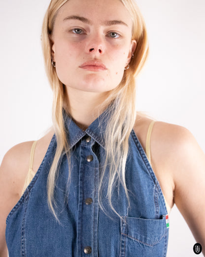 90's Moschino Denim Halter Top M