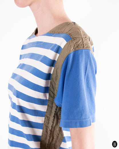 80's Iceberg Striped Zip-Panel Cotton T-shirt S
