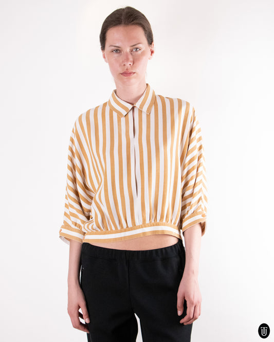 70's Yves Saint Laurent "Cowear" Striped Cotton Top S