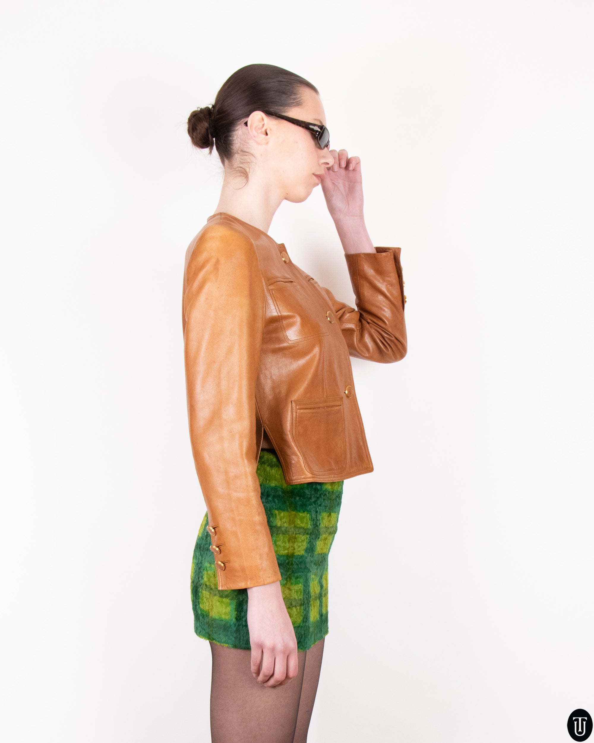 90's Loewe Cropped Leather Jacket S