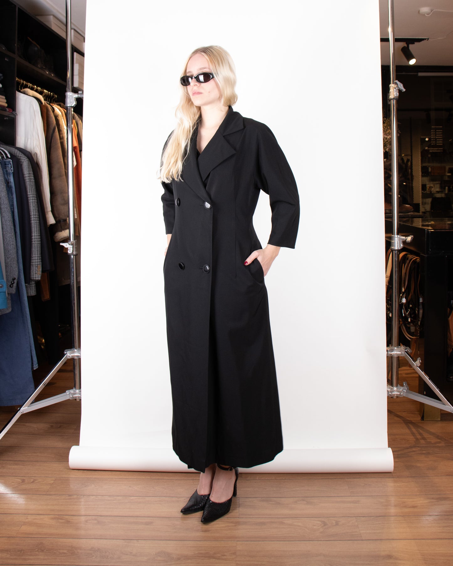 80's Yohji Yamamoto Black Long Wool Coat M