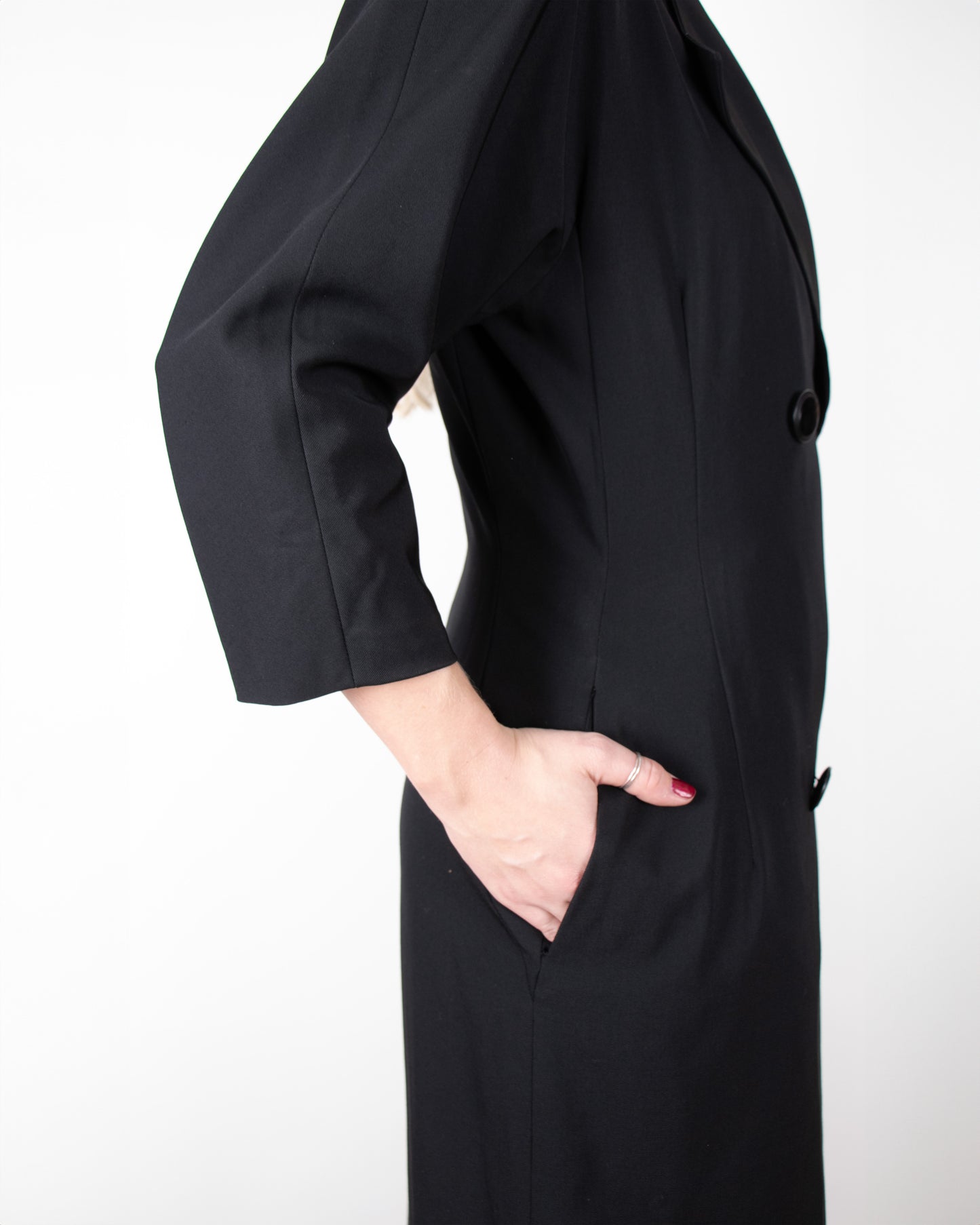 80's Yohji Yamamoto Black Long Wool Coat M