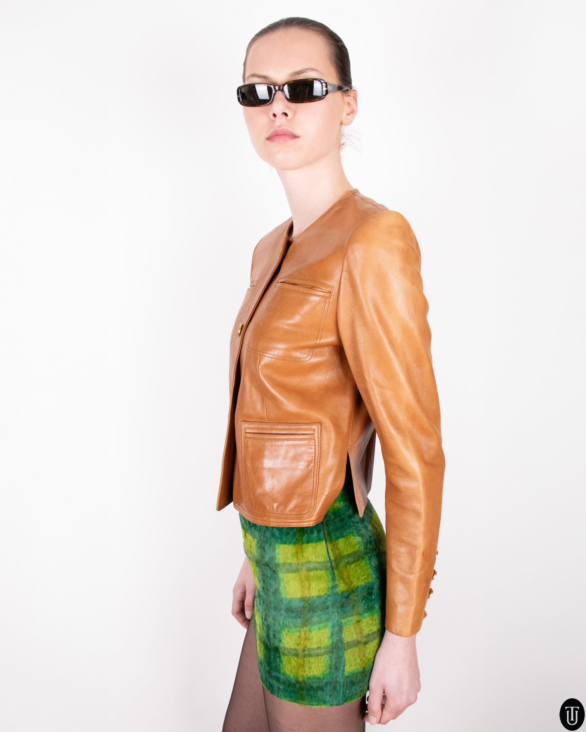 90's Loewe Cropped Leather Jacket S