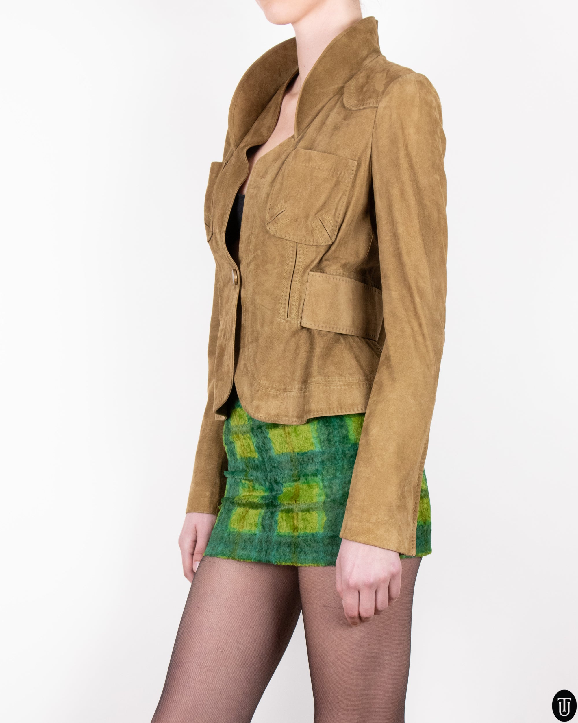 00's Gucci Suede Cropped Jacket S