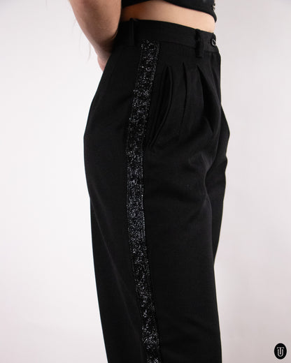 90's Valentino Wool Pants with Glitter Panels M