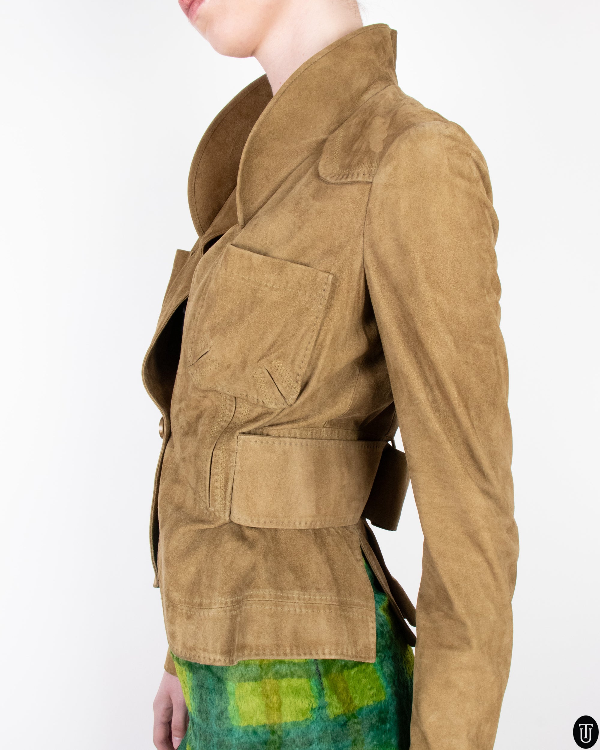 00's Gucci Suede Cropped Jacket S