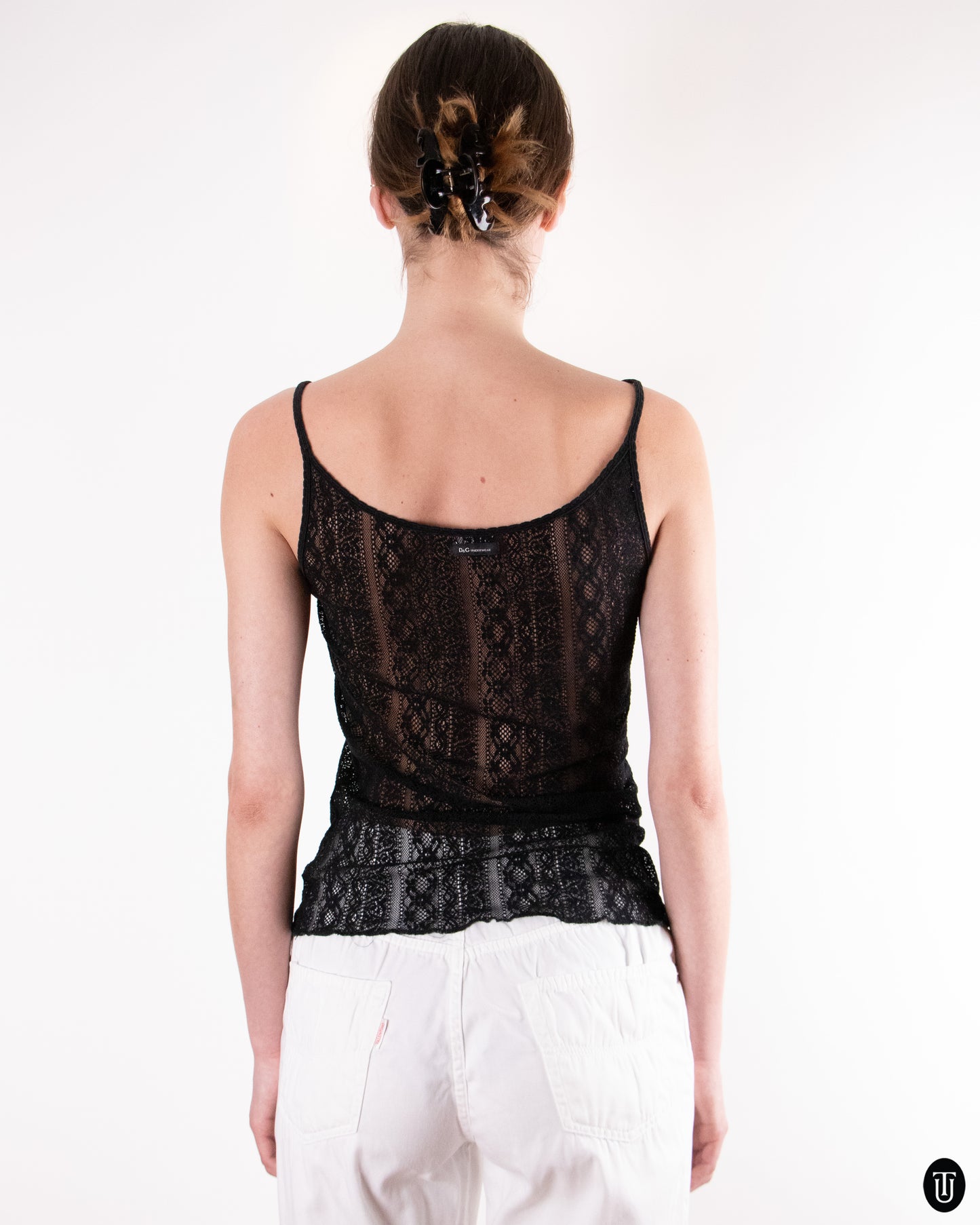 00's Dolce & Gabbana "D&G Underwear" Black Lace Camisole Top M
