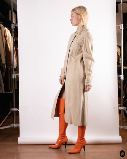 70's Tan Long Suede Jacket XS