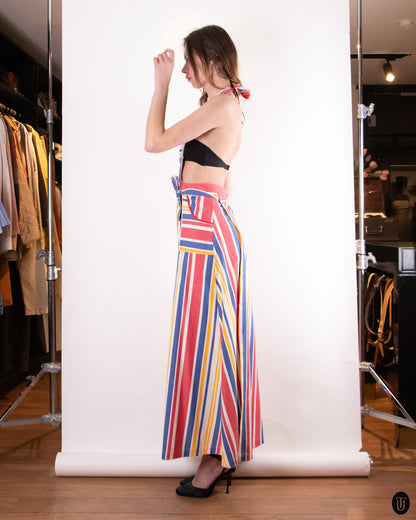 70's En Rikke Model Striped Apron Dress M