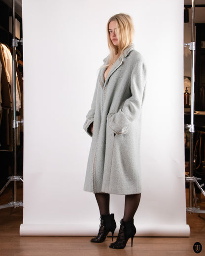 00's Chanel Wool Coat in Baby Blue L