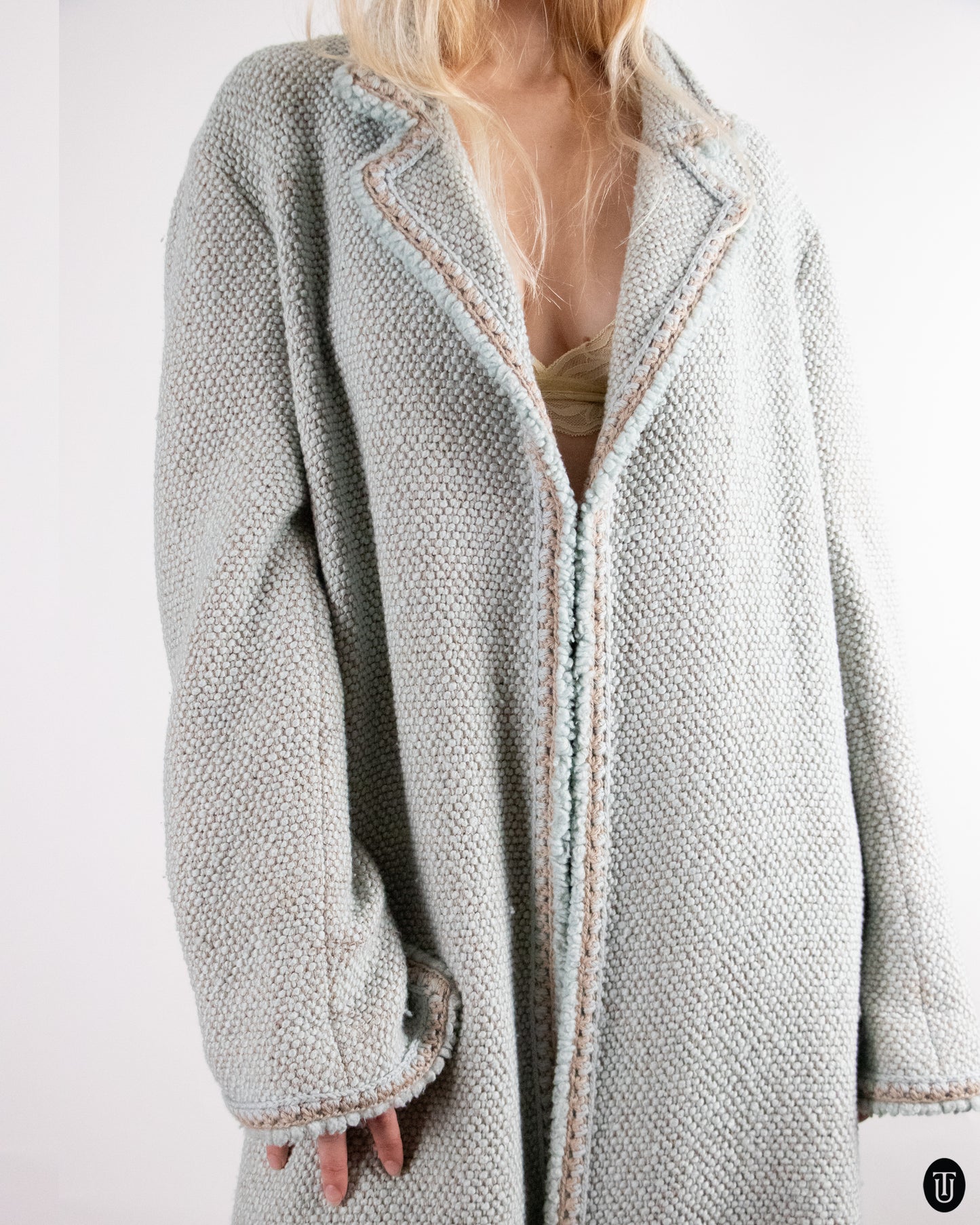 00's Chanel Wool Coat in Baby Blue L