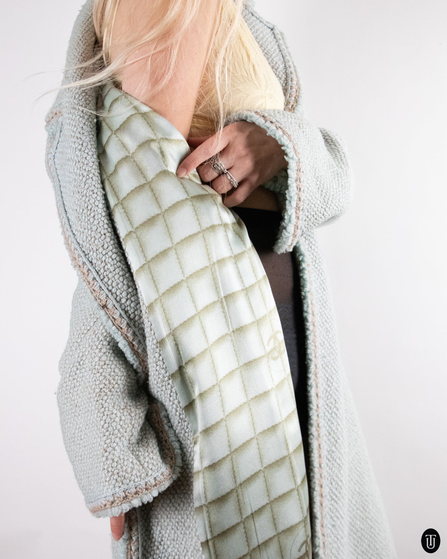 00's Chanel Wool Coat in Baby Blue L