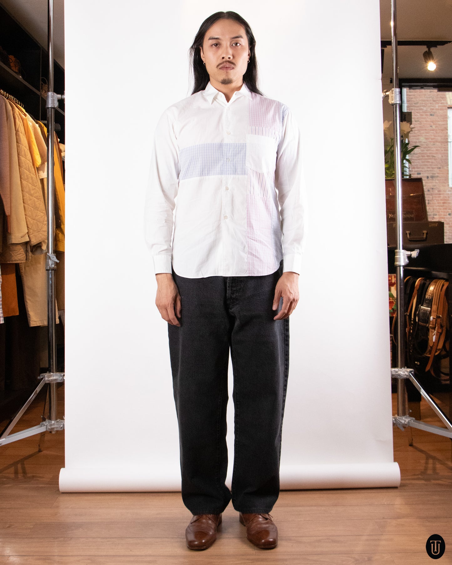00's Comme des Garçons Patchwork Cotton Shirt XS