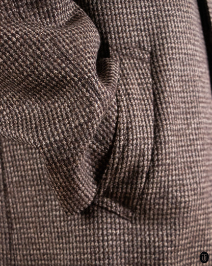 80's Textured Brown Mélange Wool Overcoat L