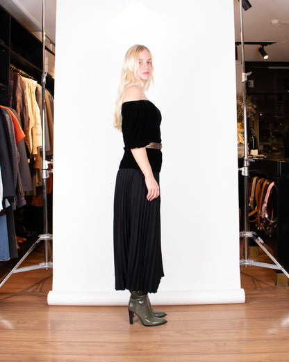 1970s/1980s Yves Saint Laurent Black Peasant Top S