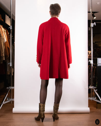 90's Versace Red Wool Coat M