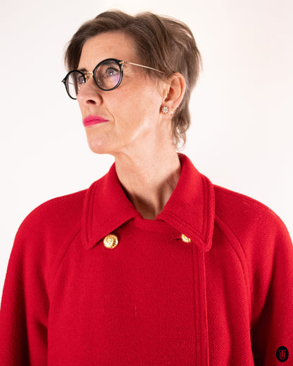 90's Versace Red Wool Coat M