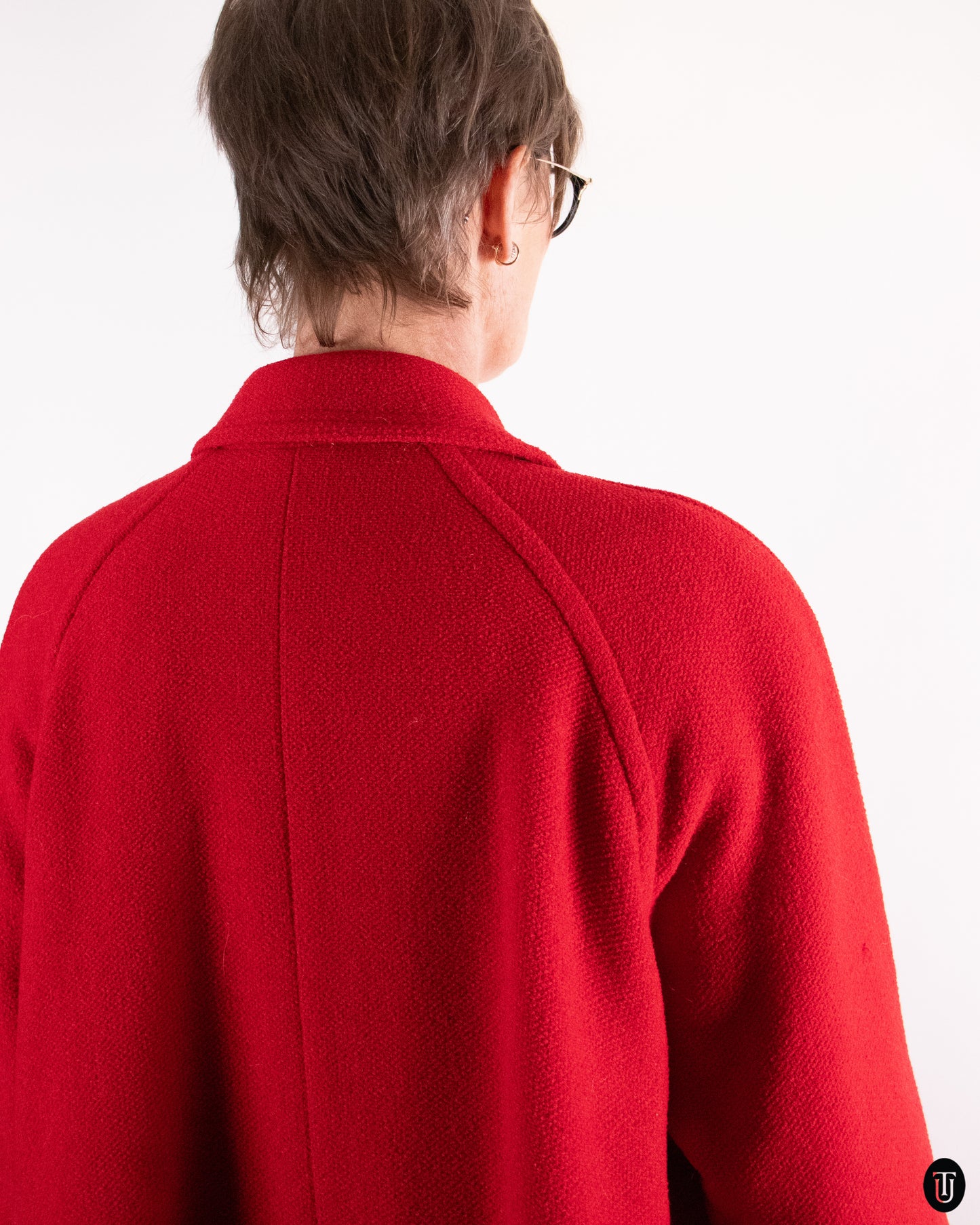 90's Versace Red Wool Coat M