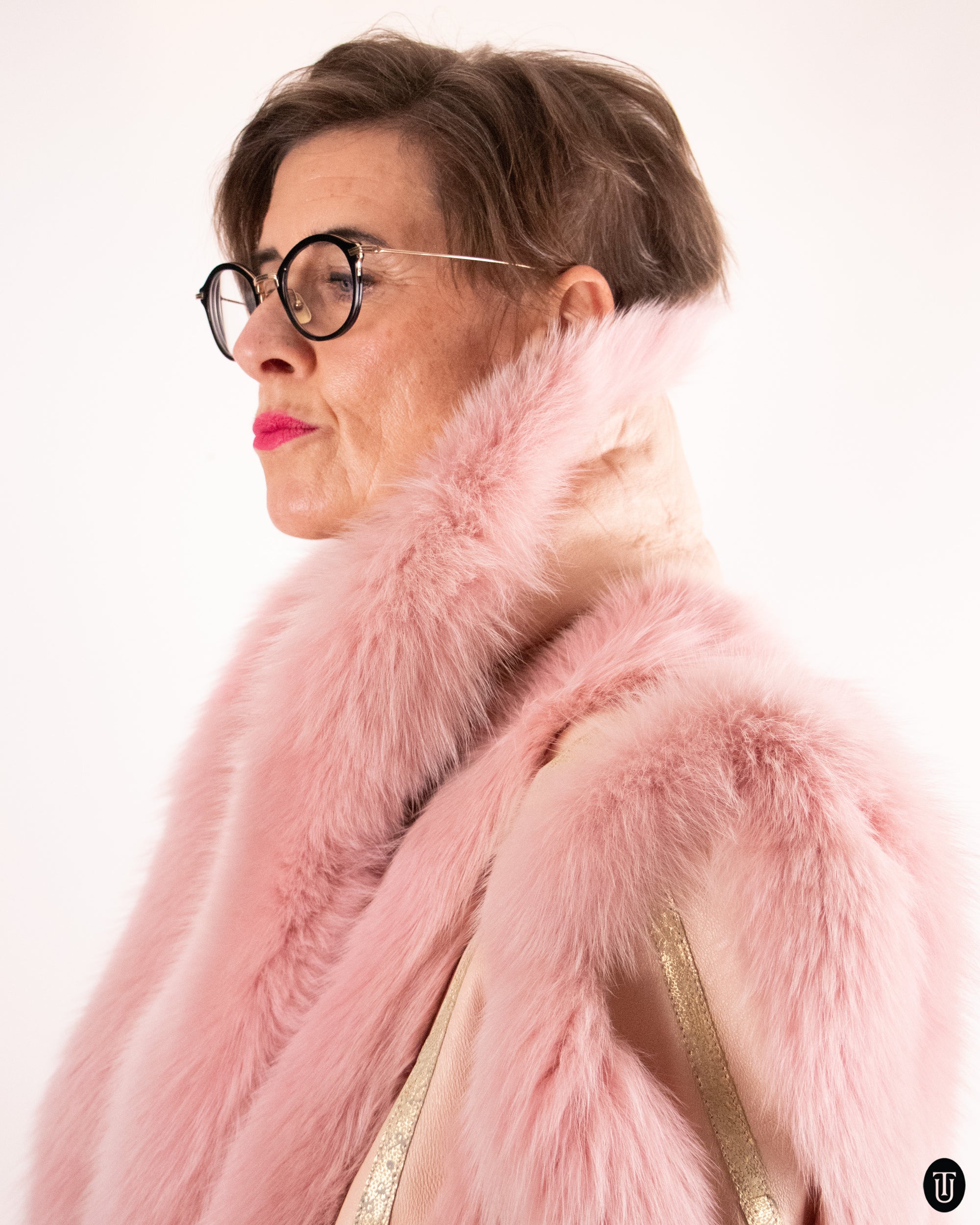 70's Pink Mink Fur & Leather Jacket L