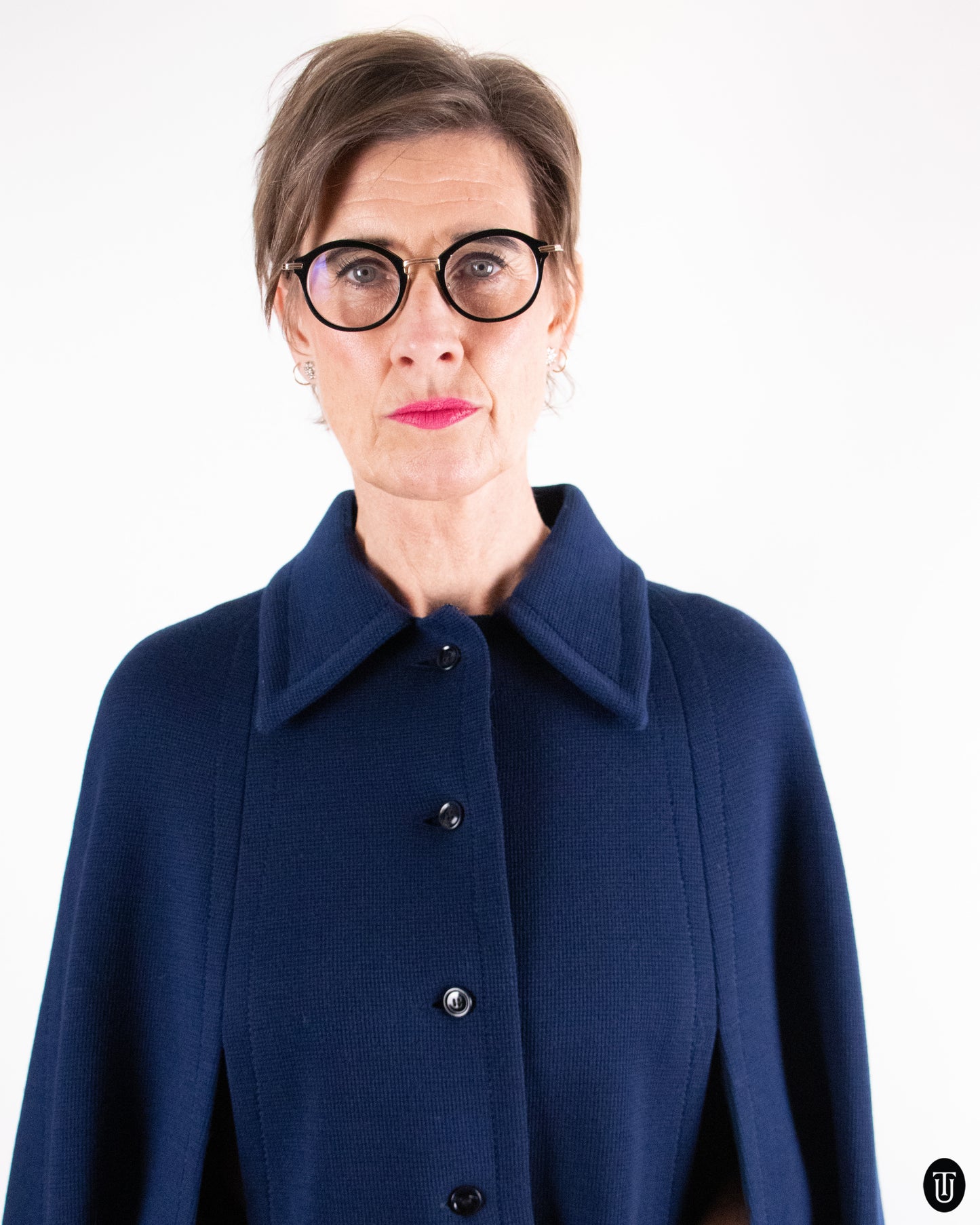 70's Hermés Dark Blue Wool Cape M