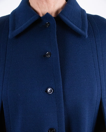 70's Hermés Dark Blue Wool Cape M