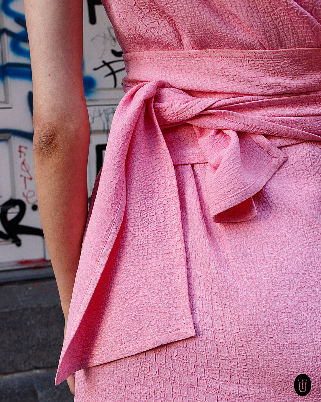 1990s Yves Saint Laurent Pink Belted Dress S
