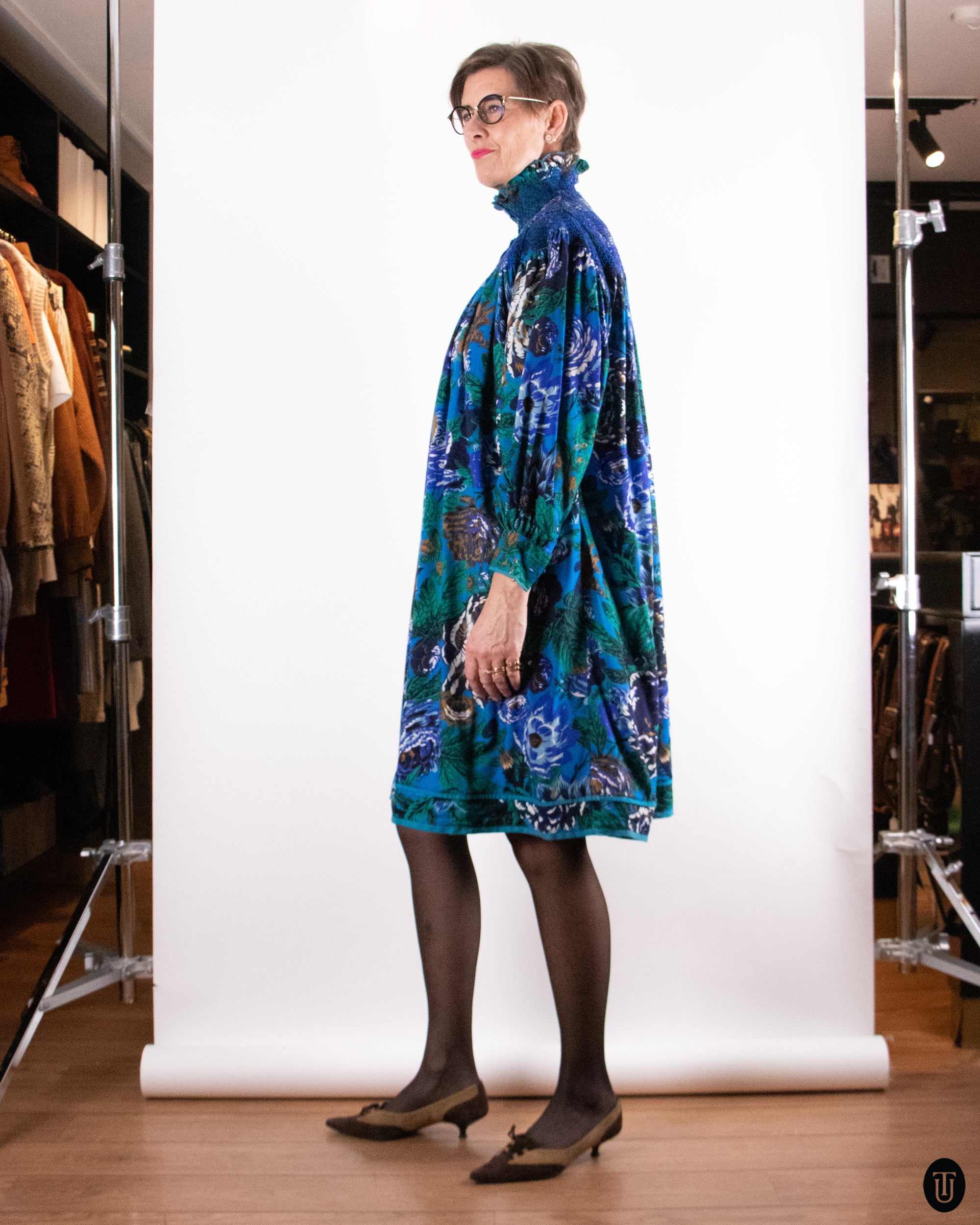 80's Kenzo Wool Floral Cotton Dress S