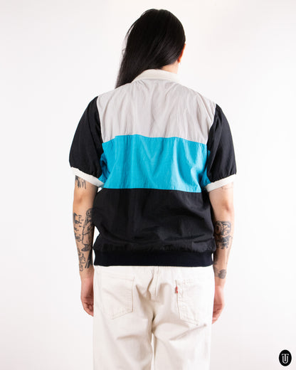 80's Christian Dior "Monsieur" Turquoise Colour-Block Polo M