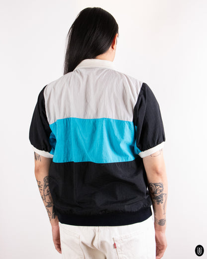 80's Christian Dior "Monsieur" Turquoise Colour-Block Polo M